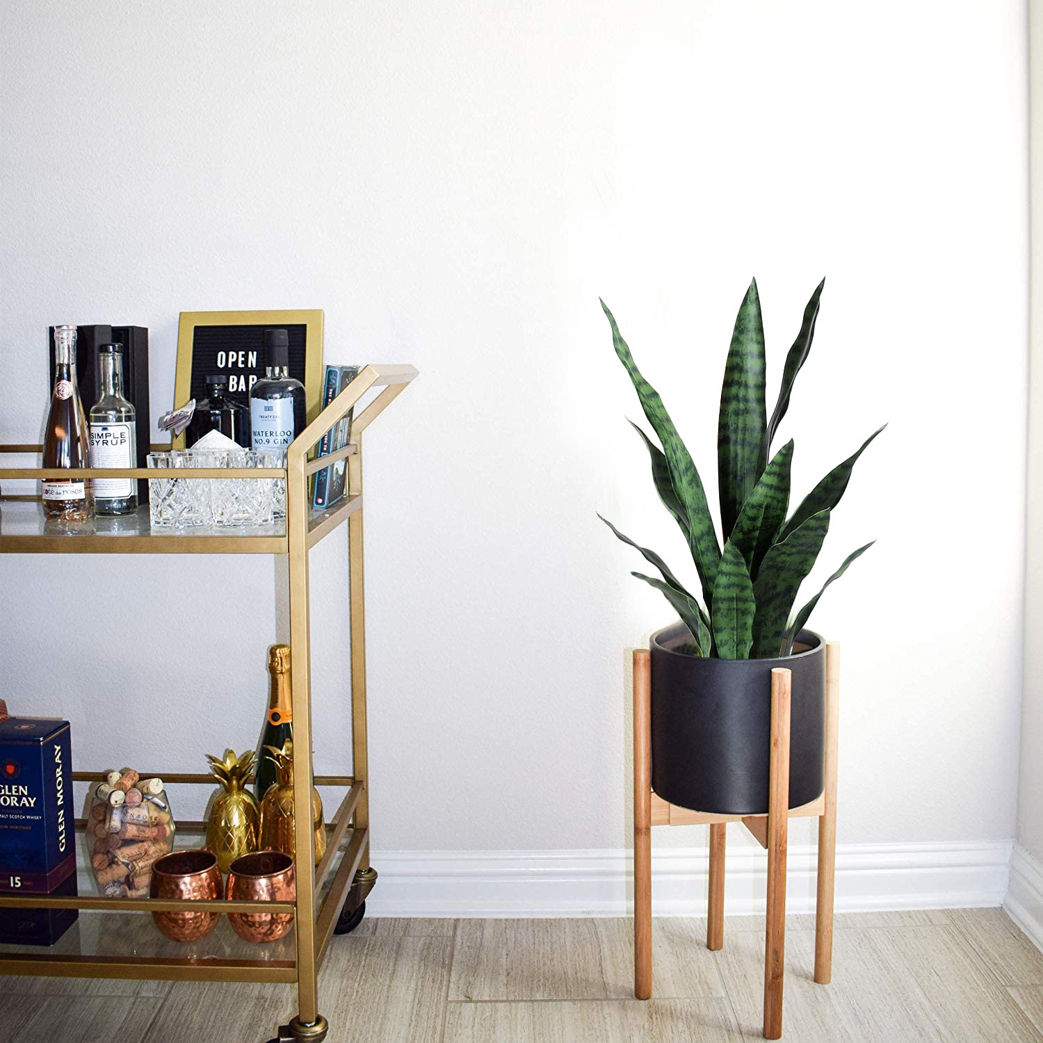 Beebel 22-inch artificial snake plant offers lifelike form for living rooms and offices