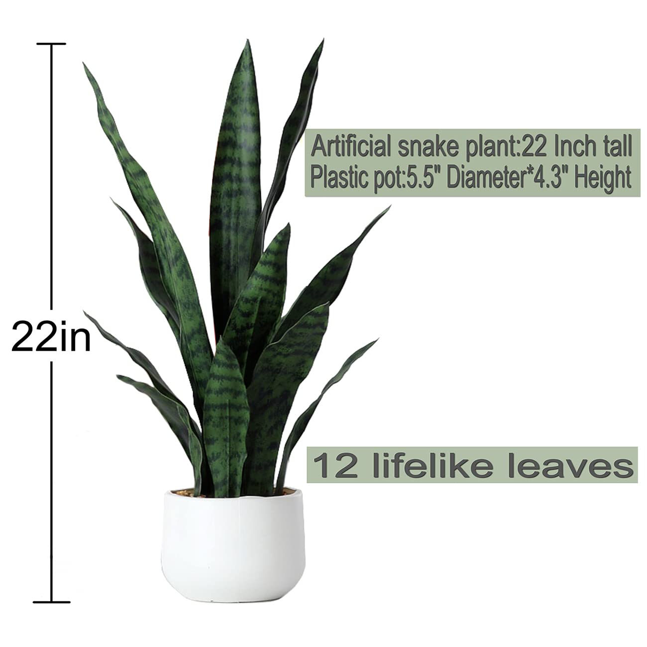 Beebel artificial snake plant leaf detail shows realistic texture and bendable stems for shaping