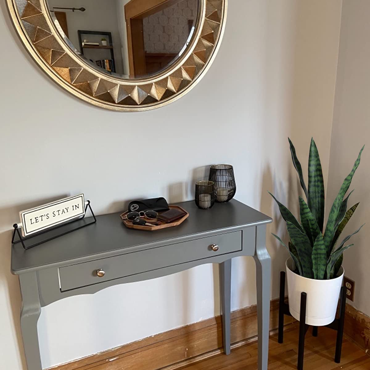 Beebel artificial snake plant enhances desk setups with modern natural vibes