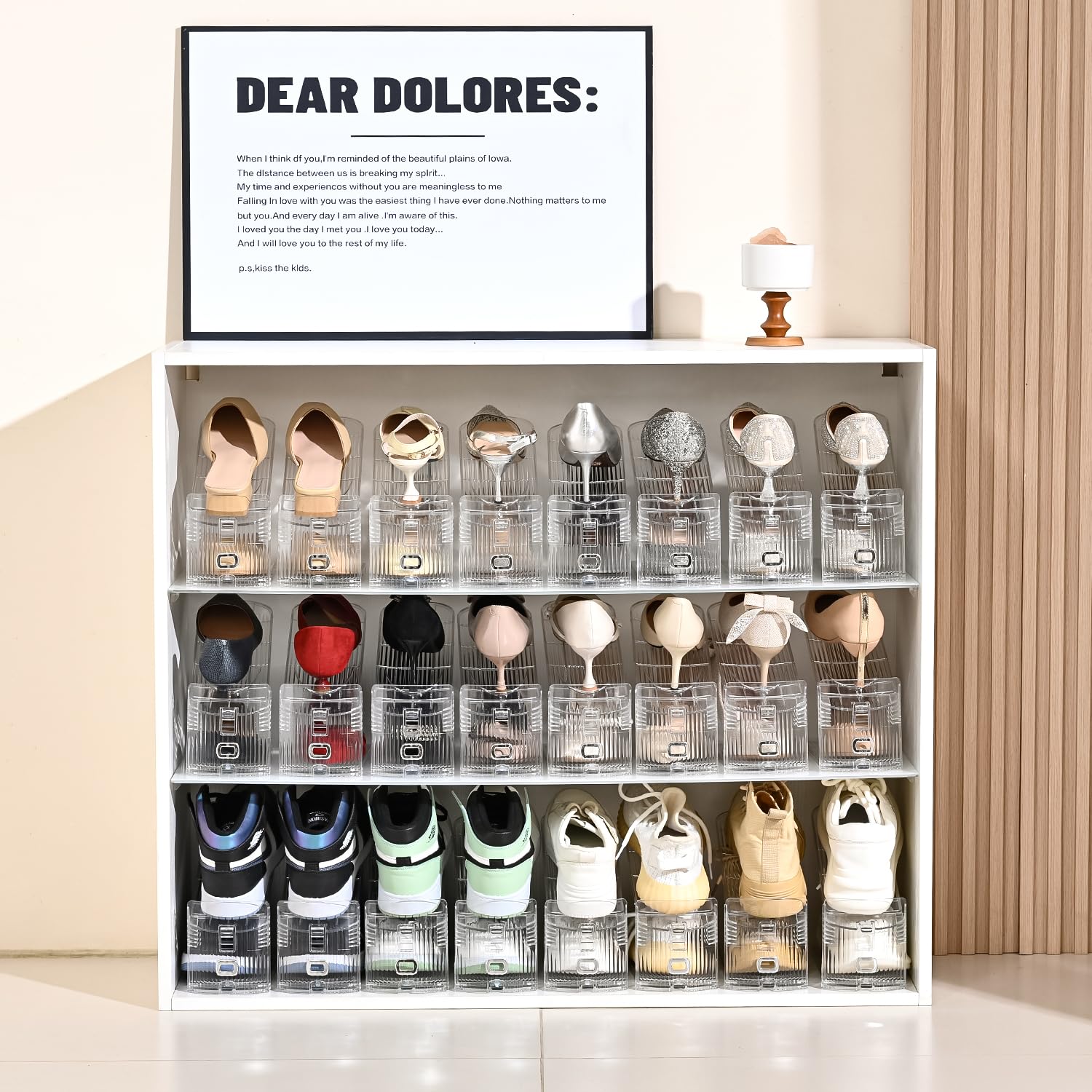Beehomay Shoe Slots Organizer 3-level adjustment adapts to different footwear.