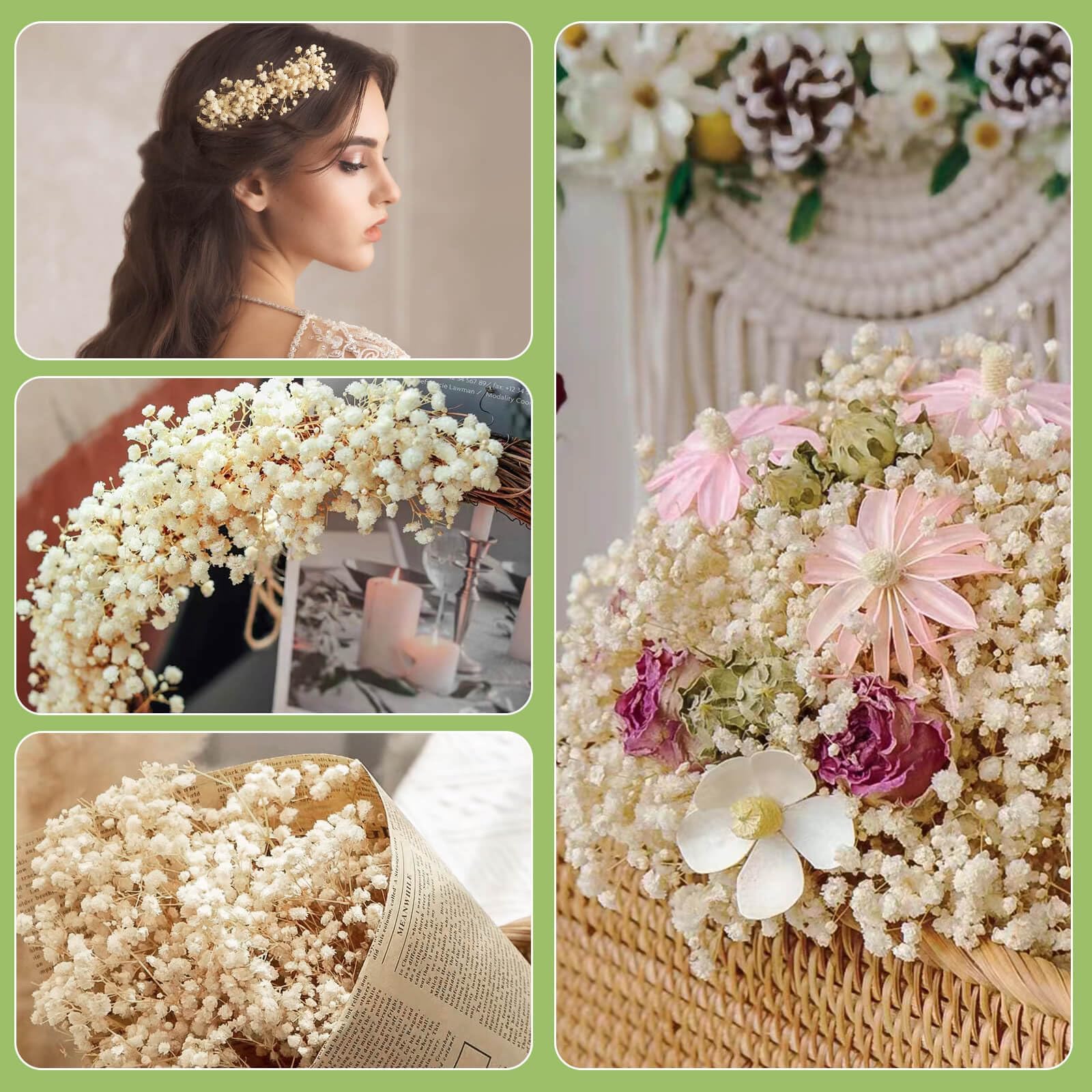 Beerfingo dried baby's breath for wreath crafts and rustic décor.