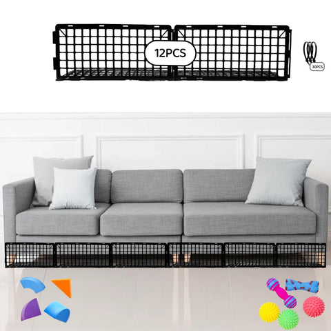 BeeStorix under-couch-blockers assembly: detachable panels for a secure fit under furniture.