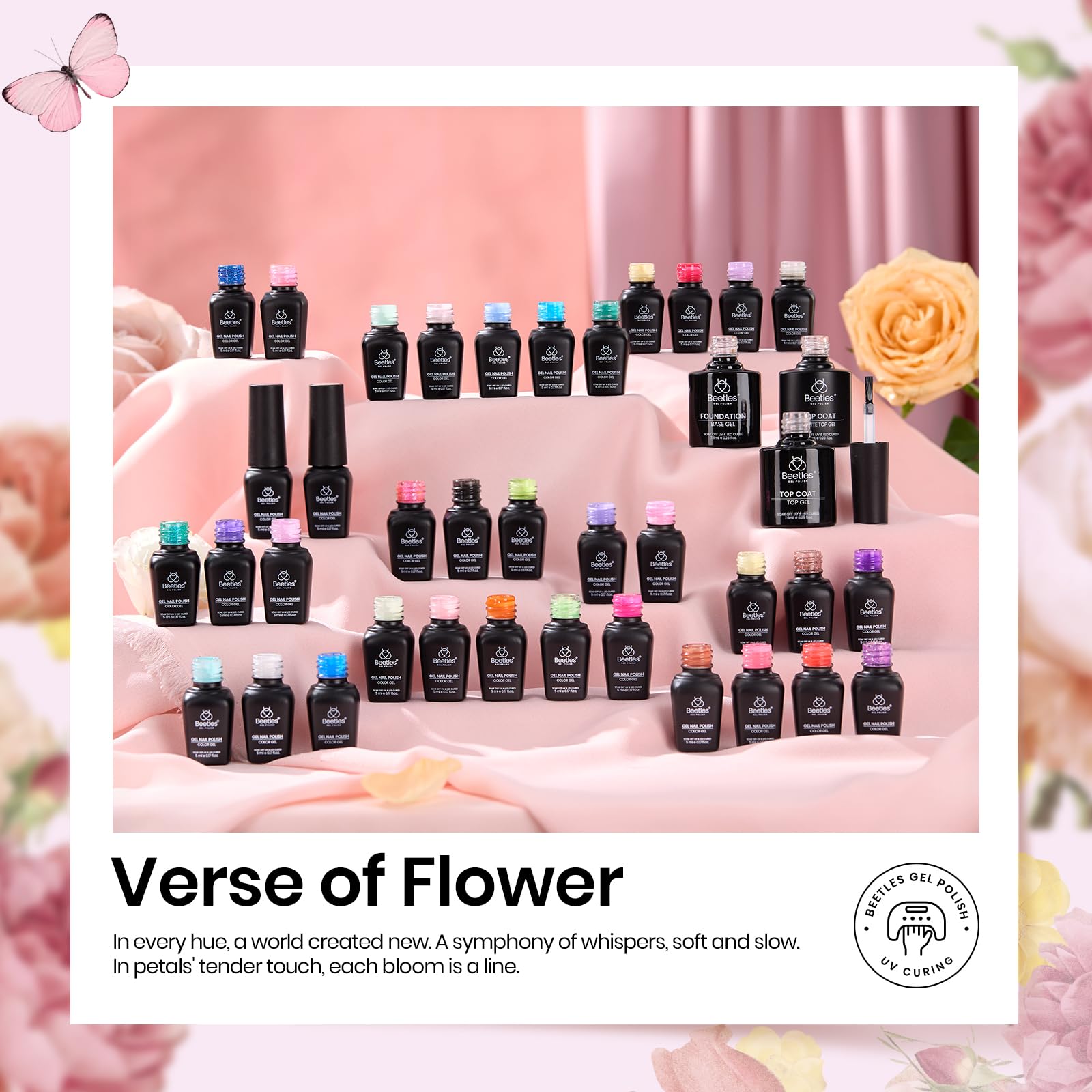 Beetles low-odor formula for comfortable at-home nail care.