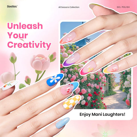 Beetles Neon Gel Polish Set nude and pink shades for subtle looks.