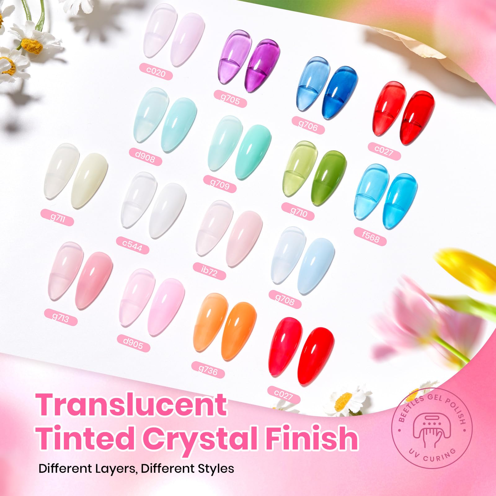 Beetles Neon Gel Polish Set swatch board showcasing color range.