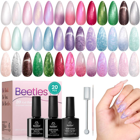 Beetles Pearl Gel Nail Polish Set Ocean Treasures provides 20 shades for versatile looks.