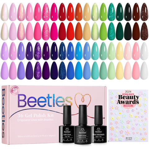 Beetles Summer gel nail polish set offers 36 colors for versatile year-round manicures.