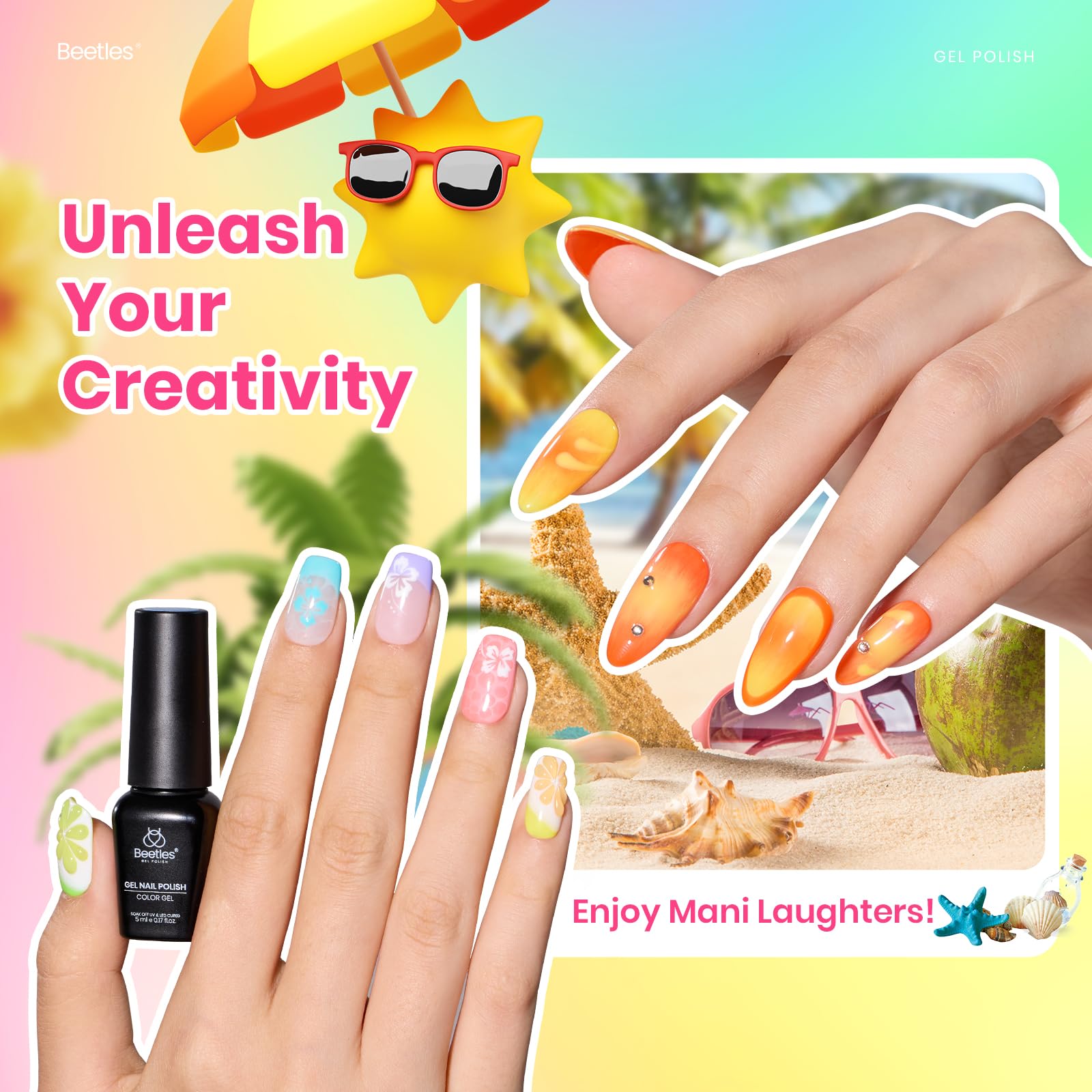 Beetles glossy top coat 7.5ml bottle for long-lasting shine.