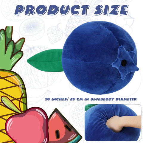 Beeveer blueberry plush pillow side view highlights soft fabric and compact size.