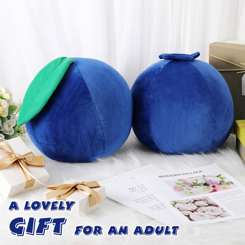 Beeveer blueberry plush pillow vacuum-packed and ready to unbox.
