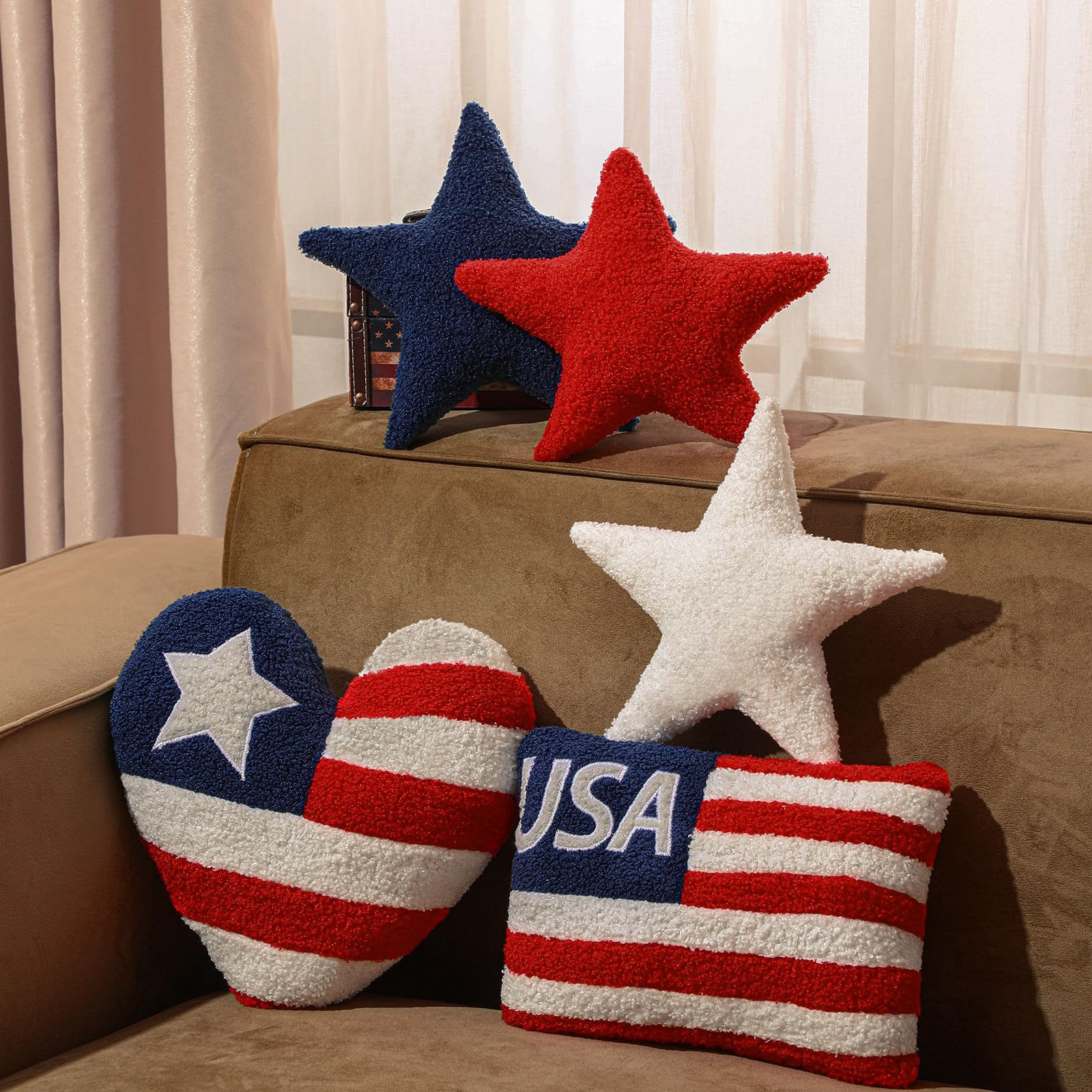 Beeveer patriotic love pillow adds soft color to your sofa