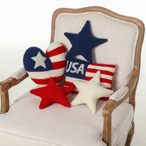 Beeveer patriotic set on sofa creates a coordinated festive focal point