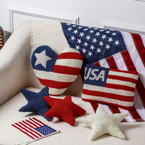 Beeveer patriotic square pillow brings festive red white blue to seating