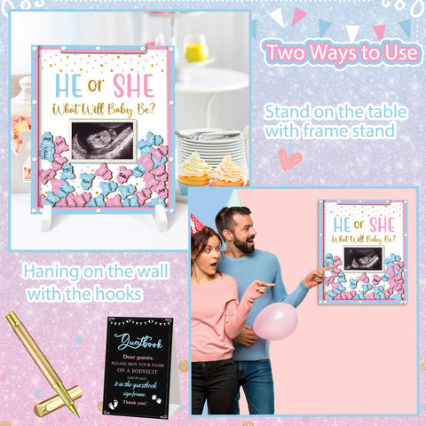 Beeveer pink blue theme decor adds festive mood to baby showers.