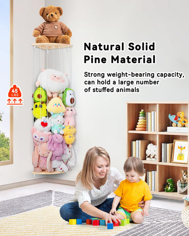 Befayoo elastic cord system keeps plushies secure yet accessible in a fun, kid-friendly display.