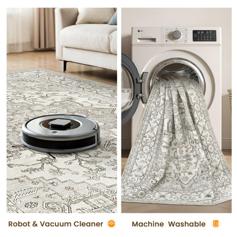 befbee dining-room rug in beige tones supports durable high-traffic performance