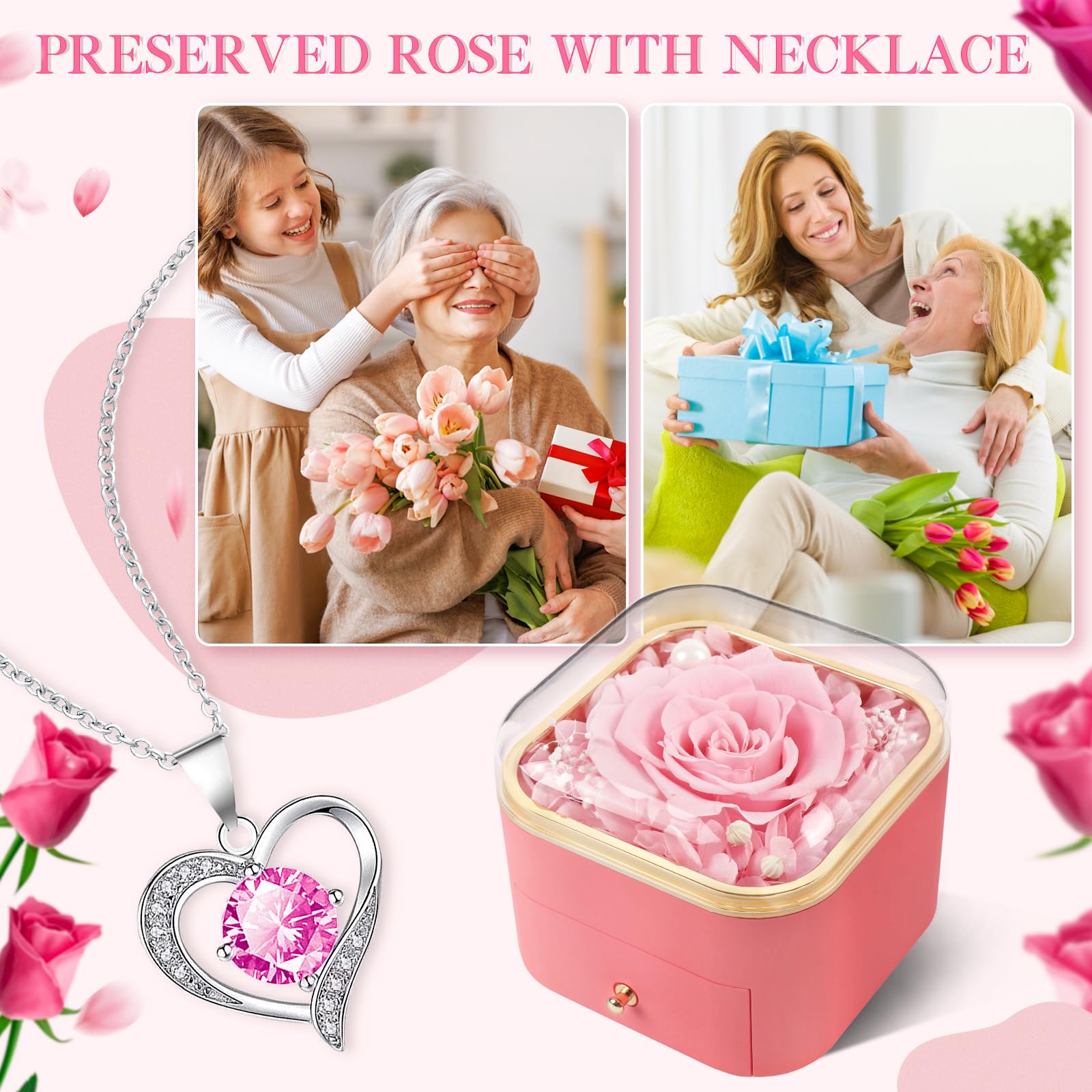 Beferr eternal rose gift box with preserved rose and jewelry presentation