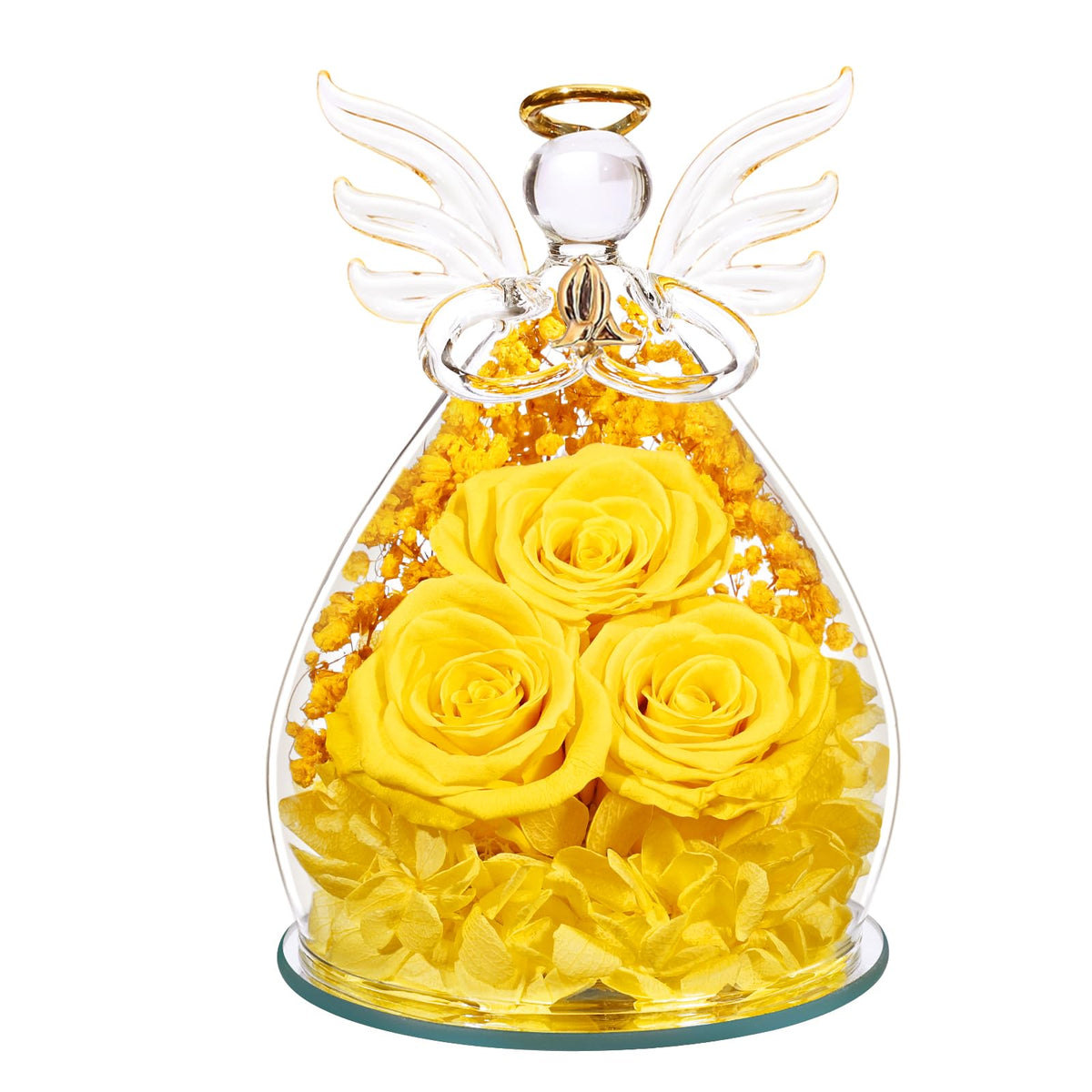 Beferr forever preserved rose in glass angel for lasting keepsake and elegant decor.