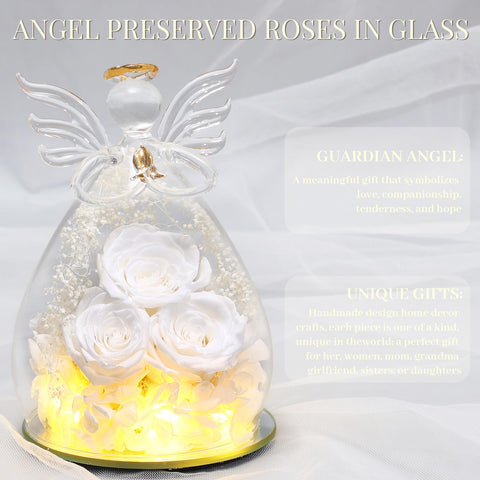 Beferr Glass Angel with Roses, a guardian keepsake for loved ones.