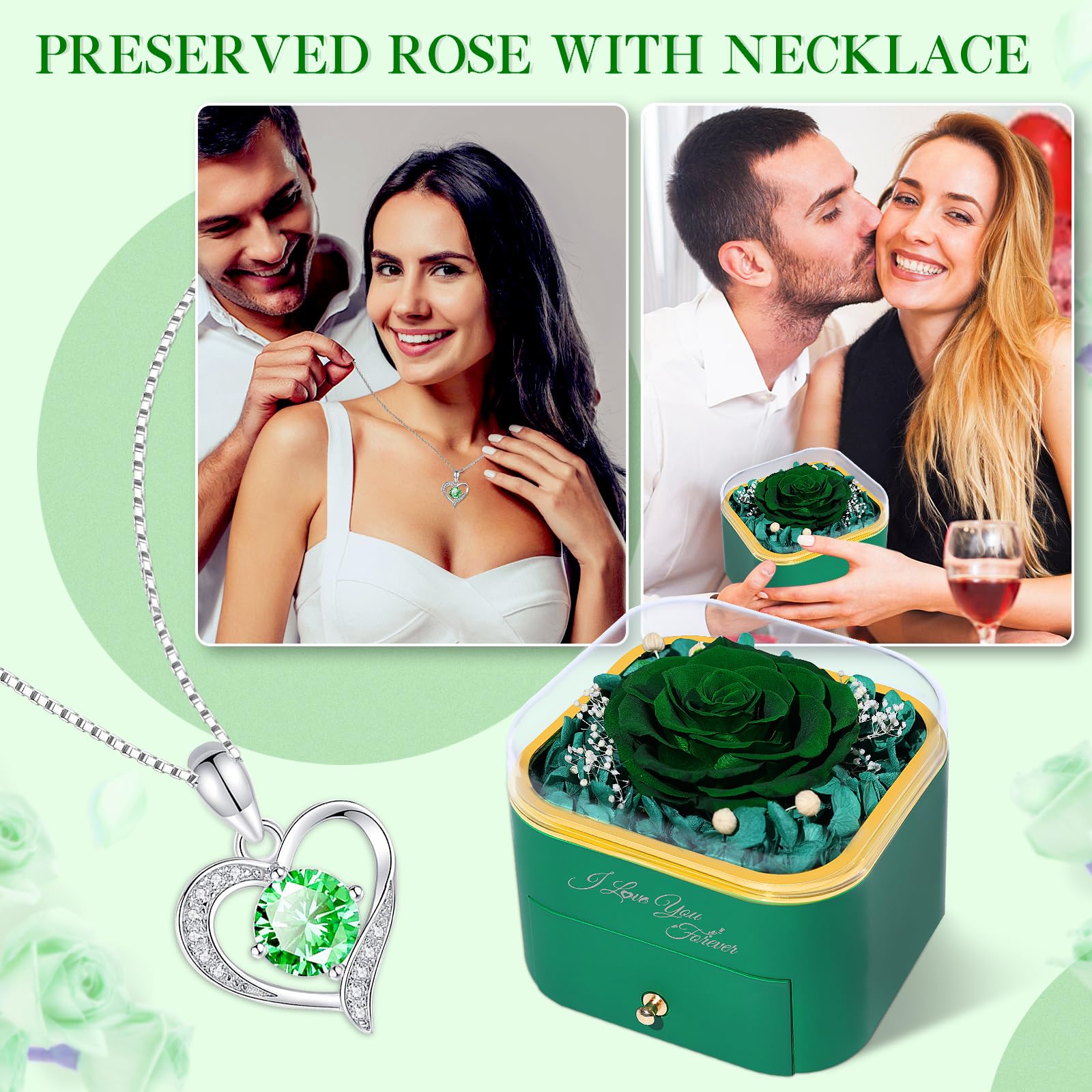 Beferr heart necklace with rose enhances a meaningful, lasting memento