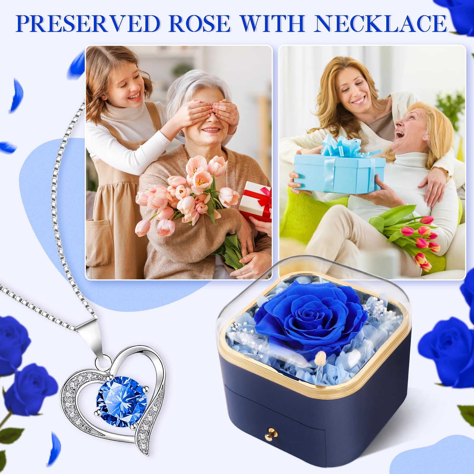 Beferr heart necklace detail highlighted with rose centerpiece