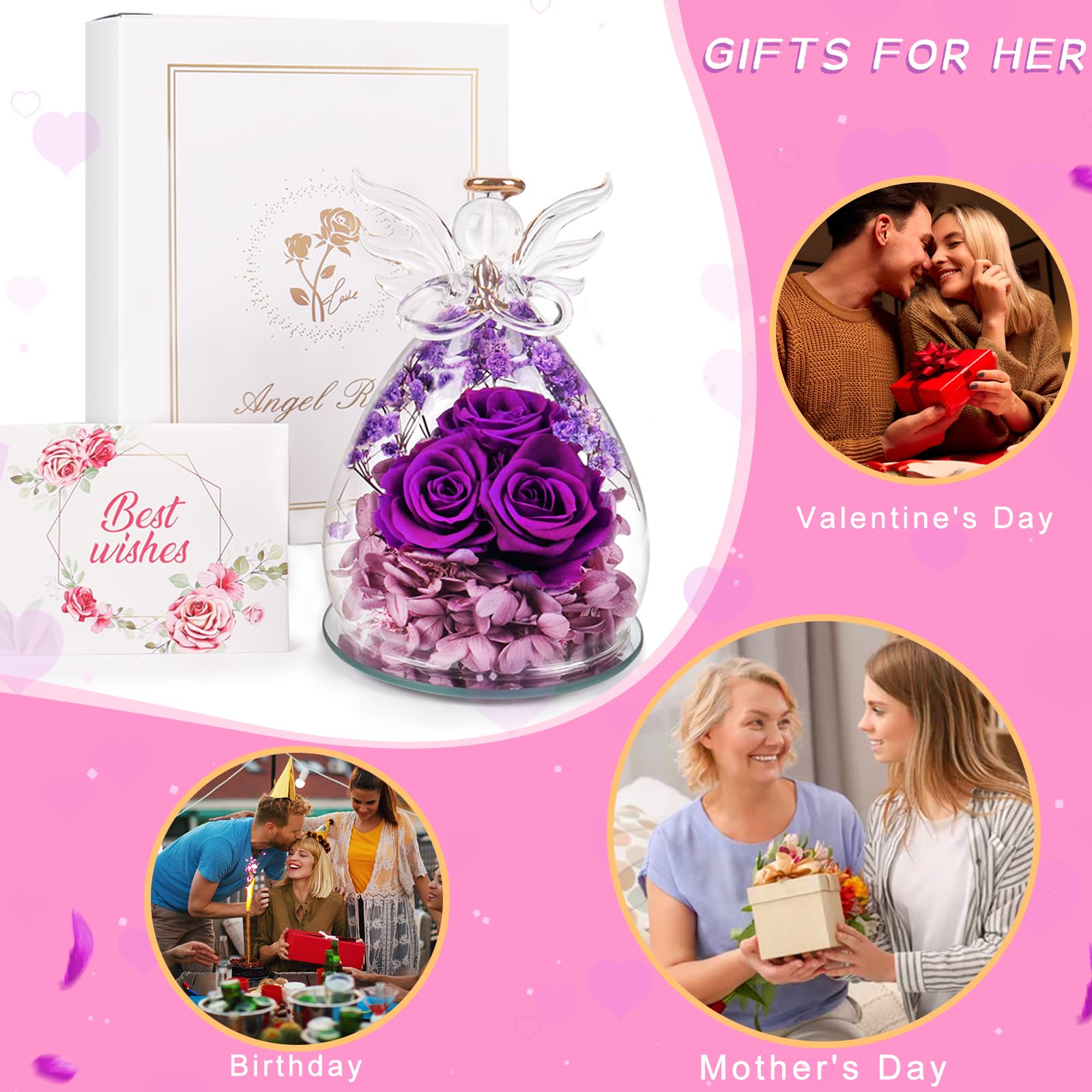 Beferr Maintenance-free keepsake rose angel for long-lasting beauty.