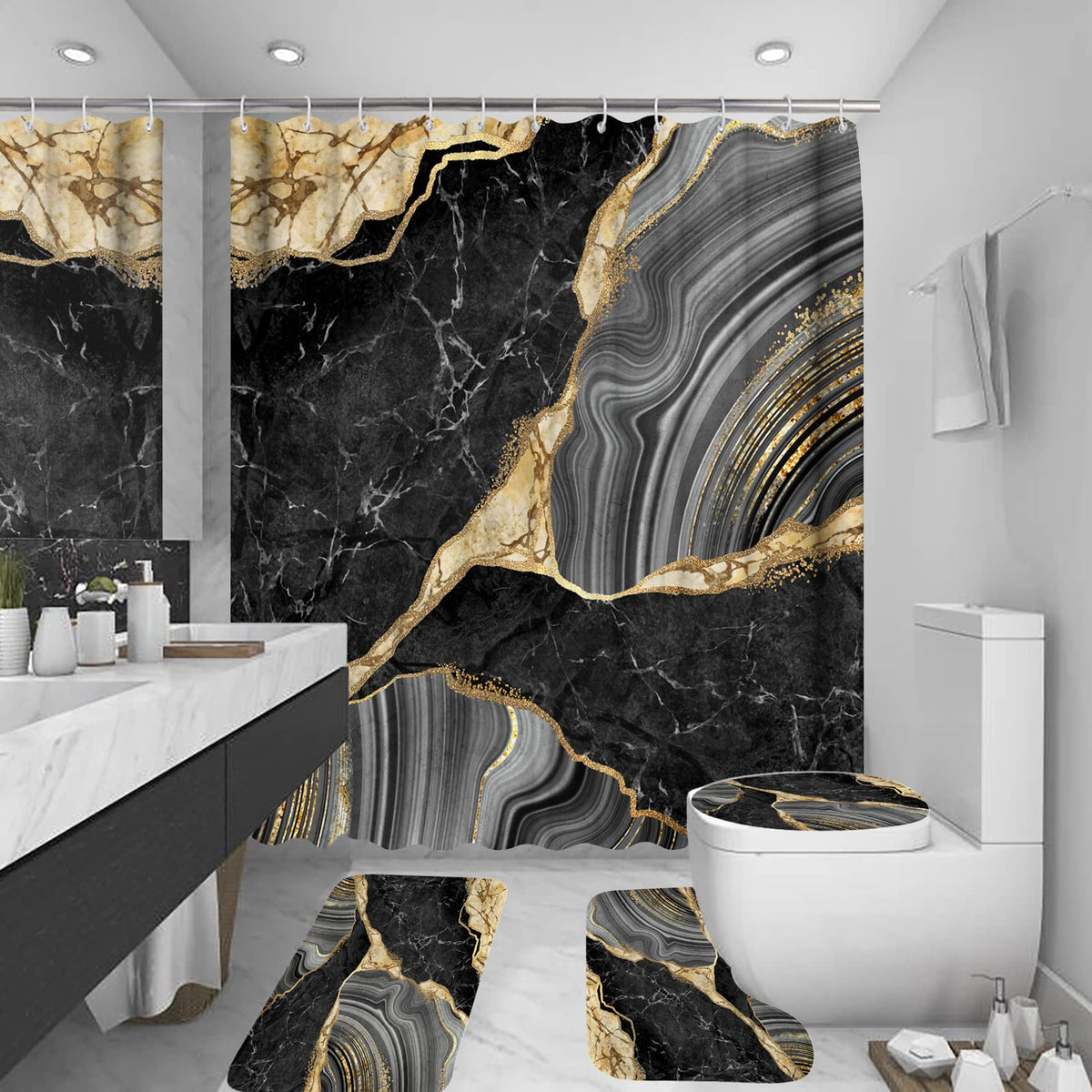 Beifivcl marble shower curtain 72x72 with luxury look and water resistant fabric