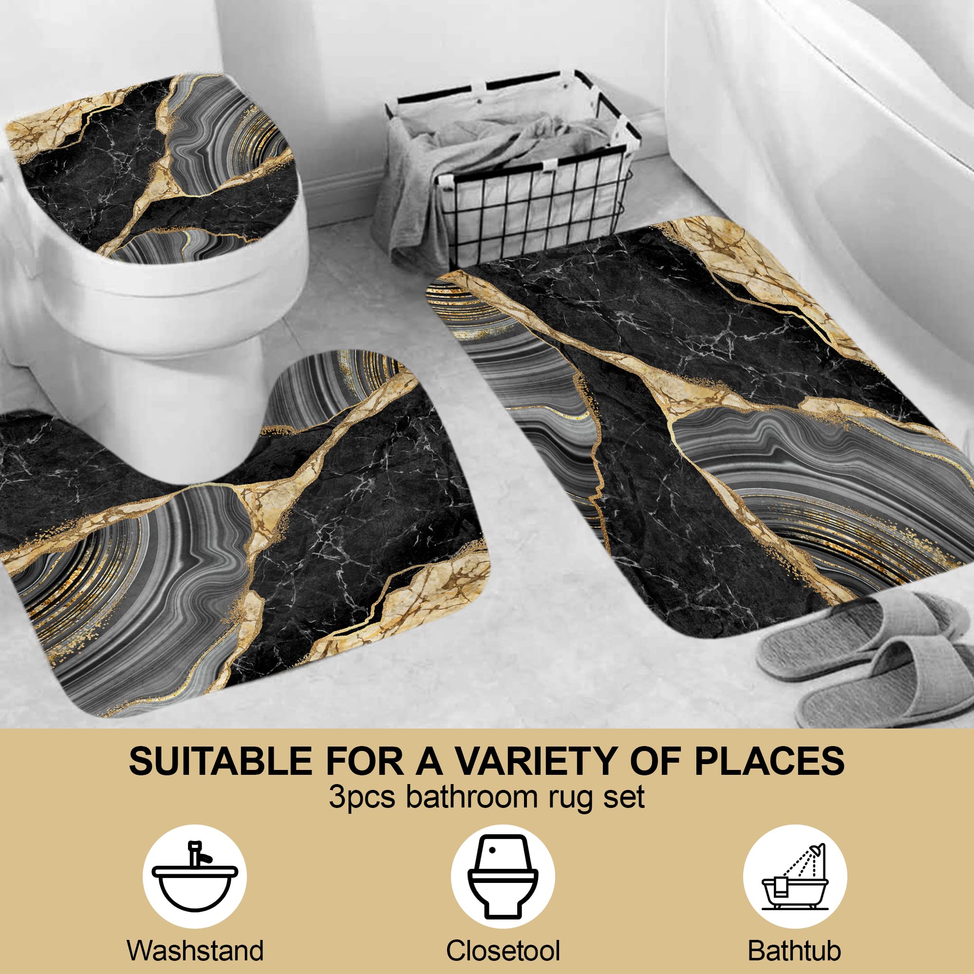 Beifivcl toilet lid cover in black marble adds elegant privacy