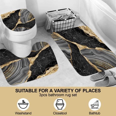 Beifivcl toilet lid cover in black marble adds elegant privacy