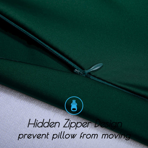 Dark green BEIJOEY pillowcase on a bed adds luxury to the setup.