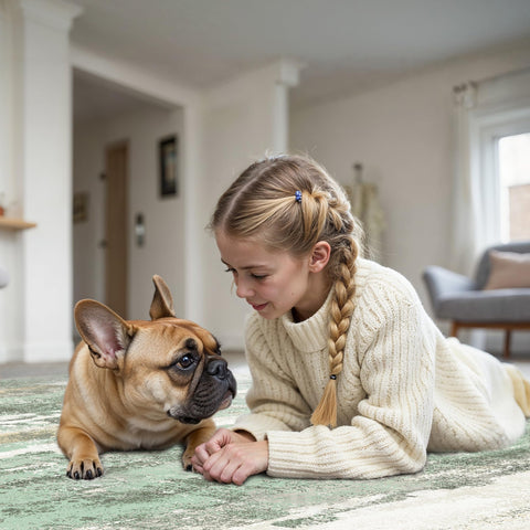 BEIMO warm light-green rug adds inviting ambiance to any room.