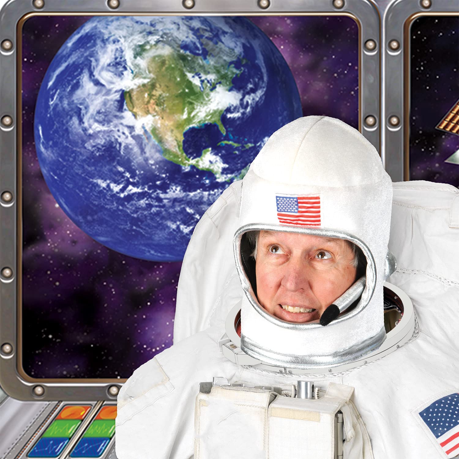 Beistle plush astronaut helmet velvet texture with silver trim for a galactic look