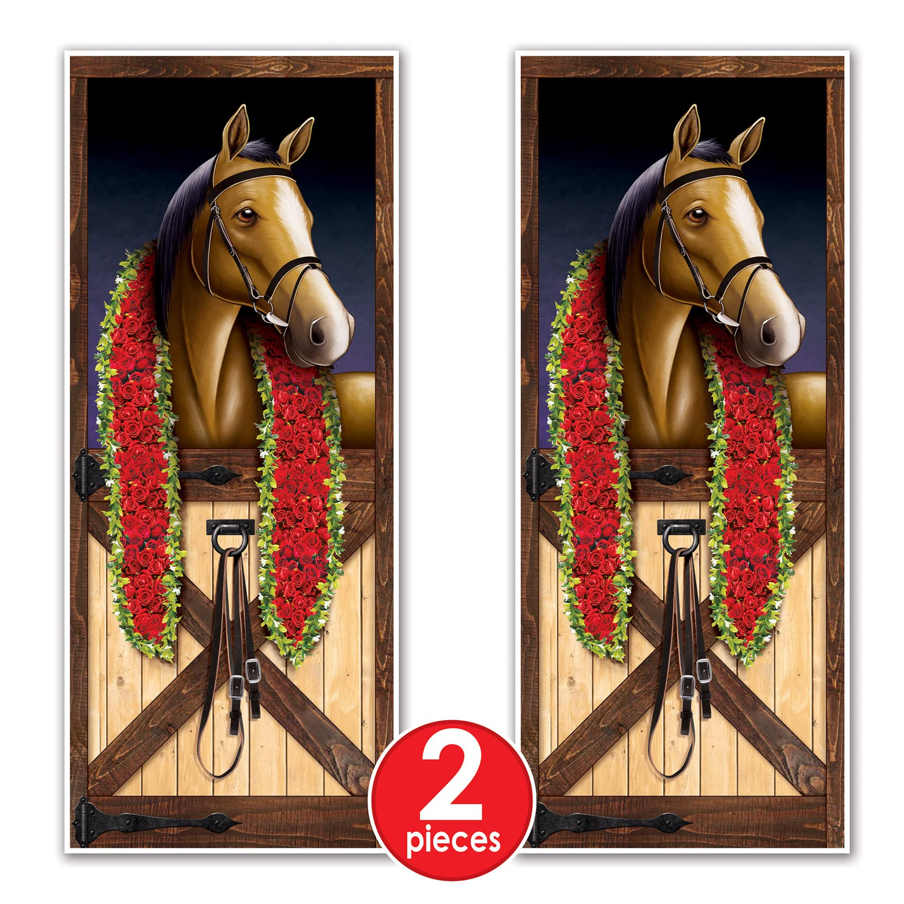 Beistle 2-pack door covers add instant derby day ambience for events.