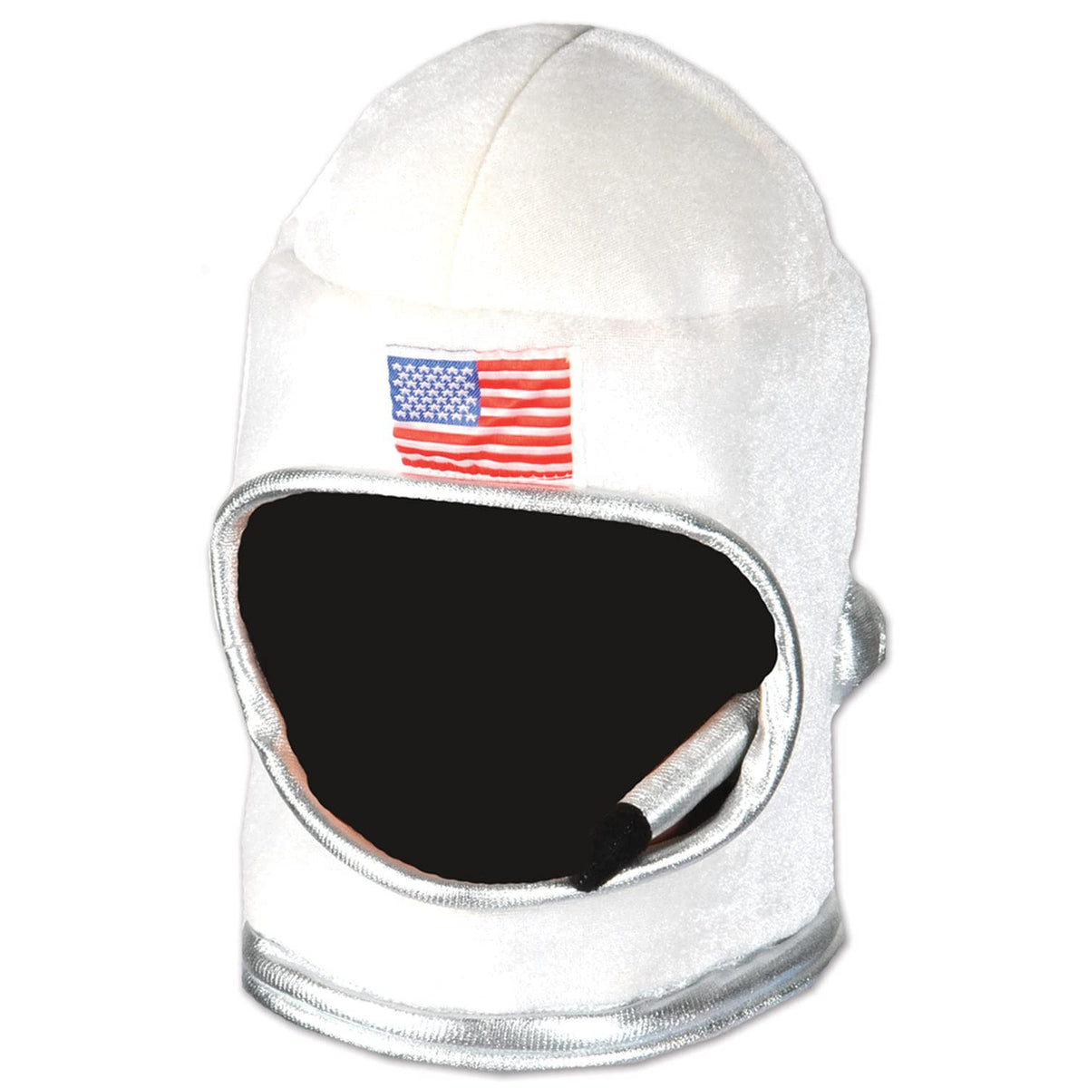 Beistle plush astronaut helmet front view with velvet texture for stylish costumes