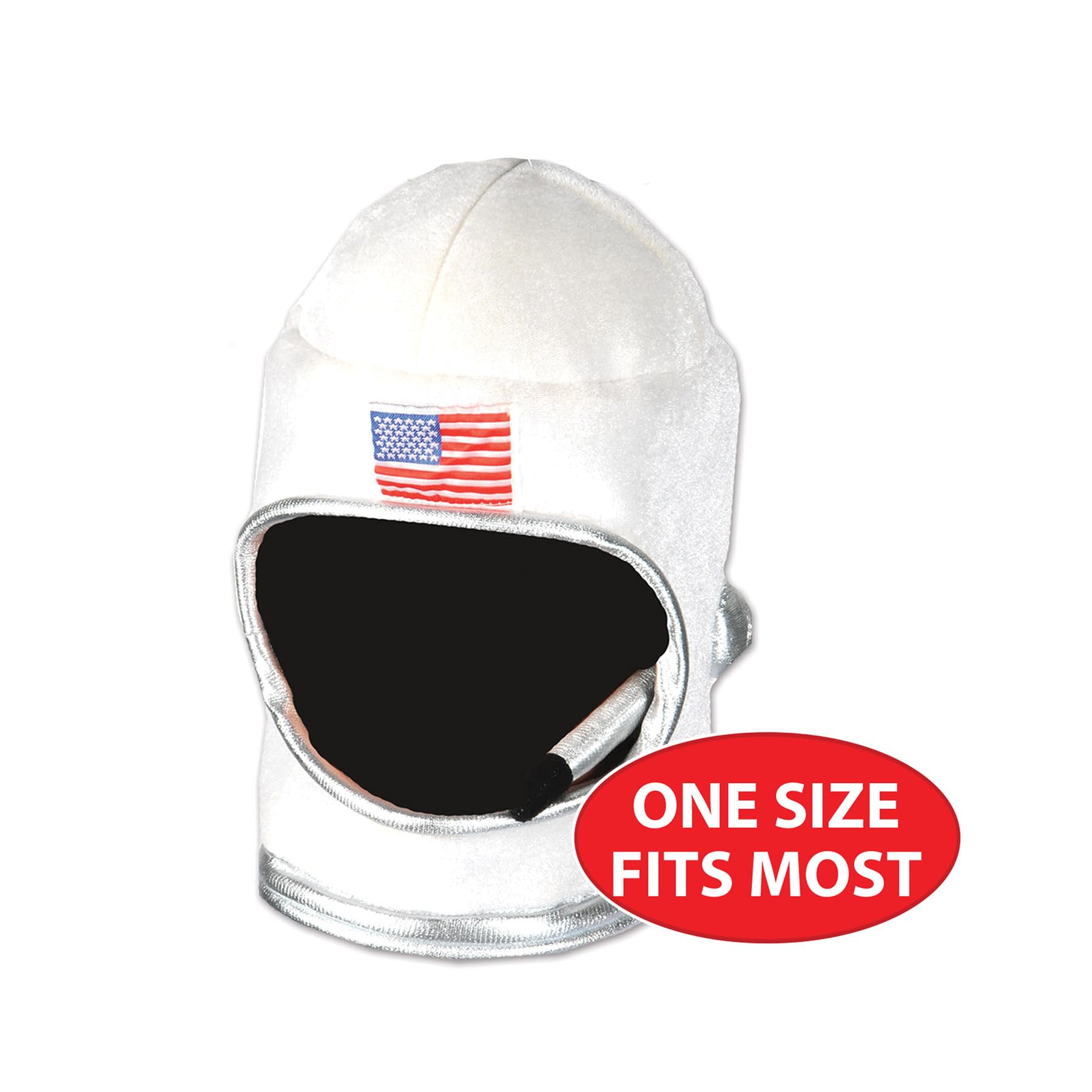 Beistle plush astronaut helmet silver trim and US flag detail stands out in photos