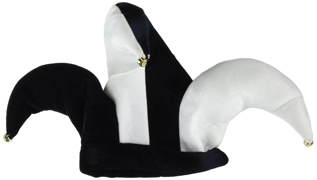 Beistle Plush Black and White Jester Hat for festive costumes and playful moments.