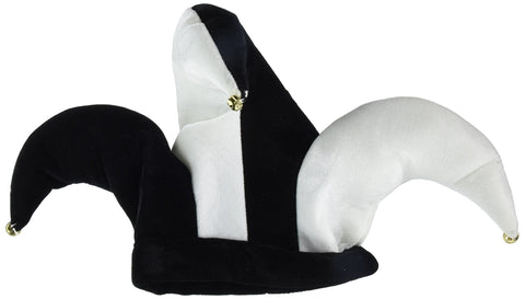 Beistle Plush Black and White Jester Hat for festive costumes and playful moments.