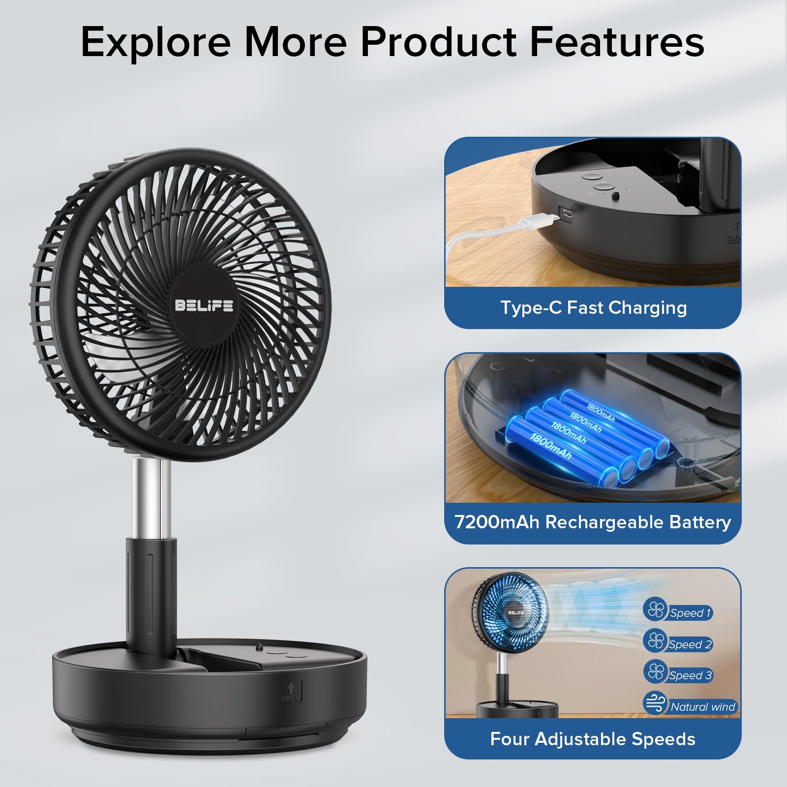 Belife X8 in 90° oscillation mode for broad airflow coverage