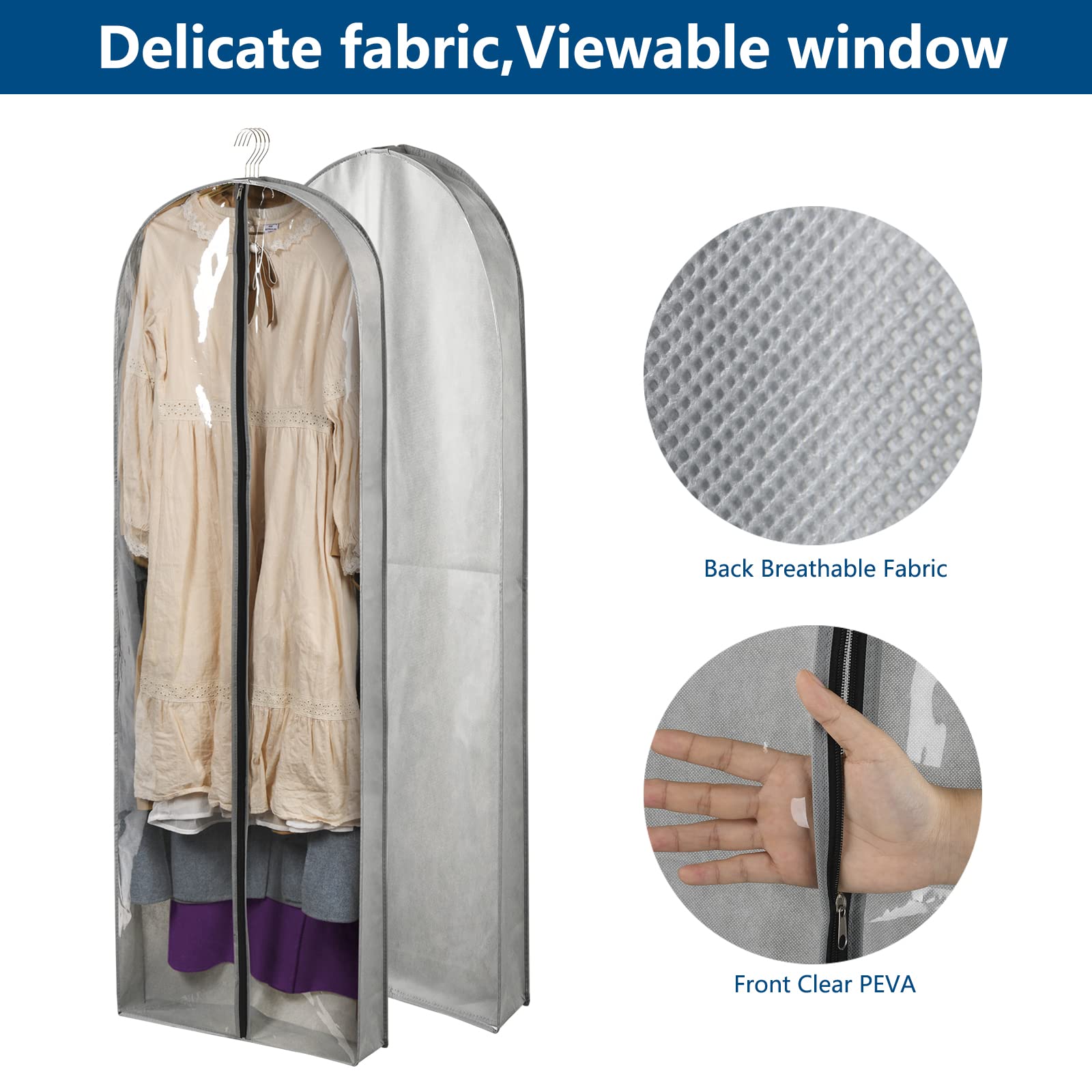 Belinlen 60-inch by 24-inch by 4-inch garment bags, spacious for long garments