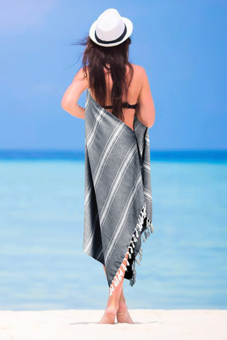 Belizzi Home peshtemal towel with nautical stripe pattern for stylish beach days.
