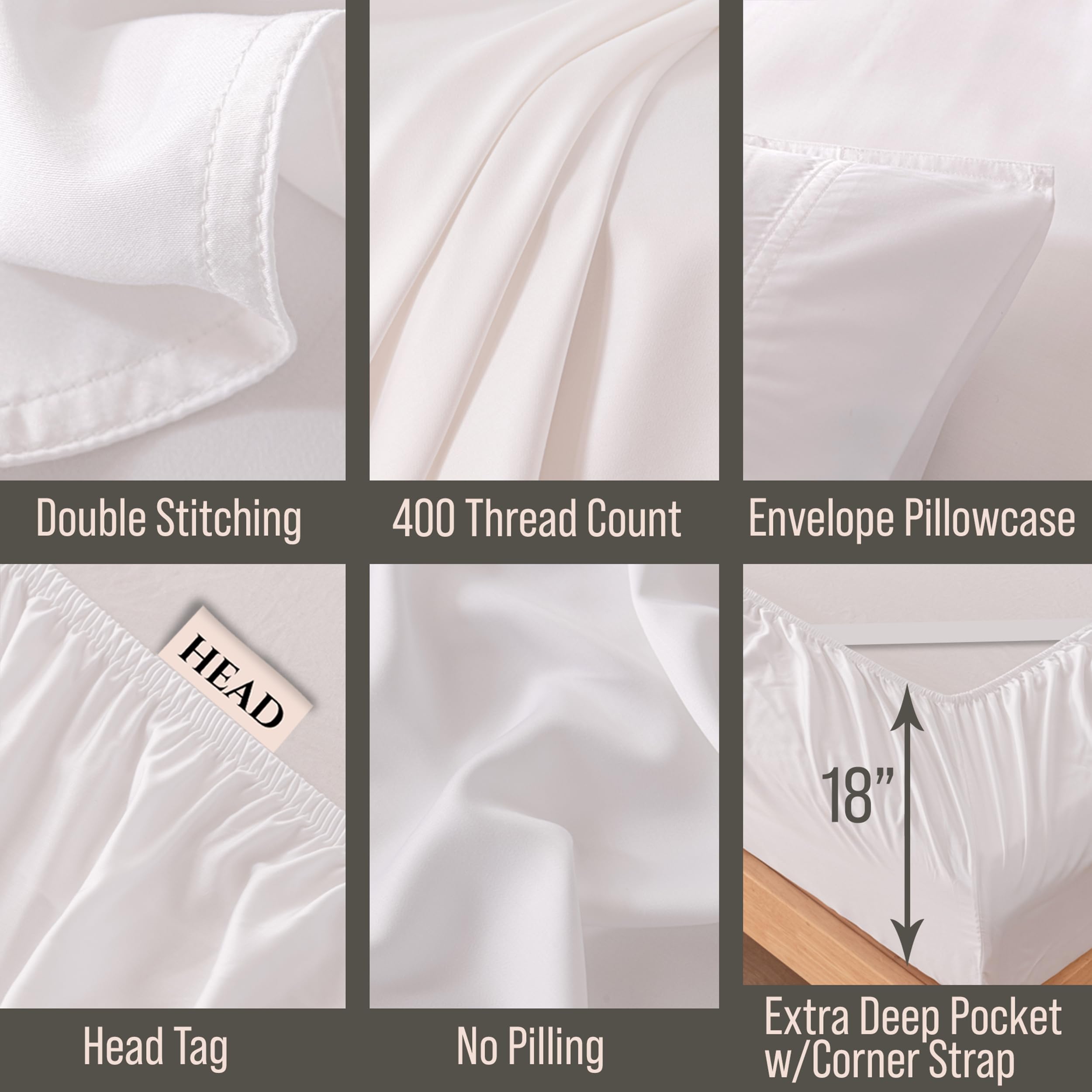 BC Bella Coterie 18-inch deep-pocket fitted sheet fits plush mattresses.