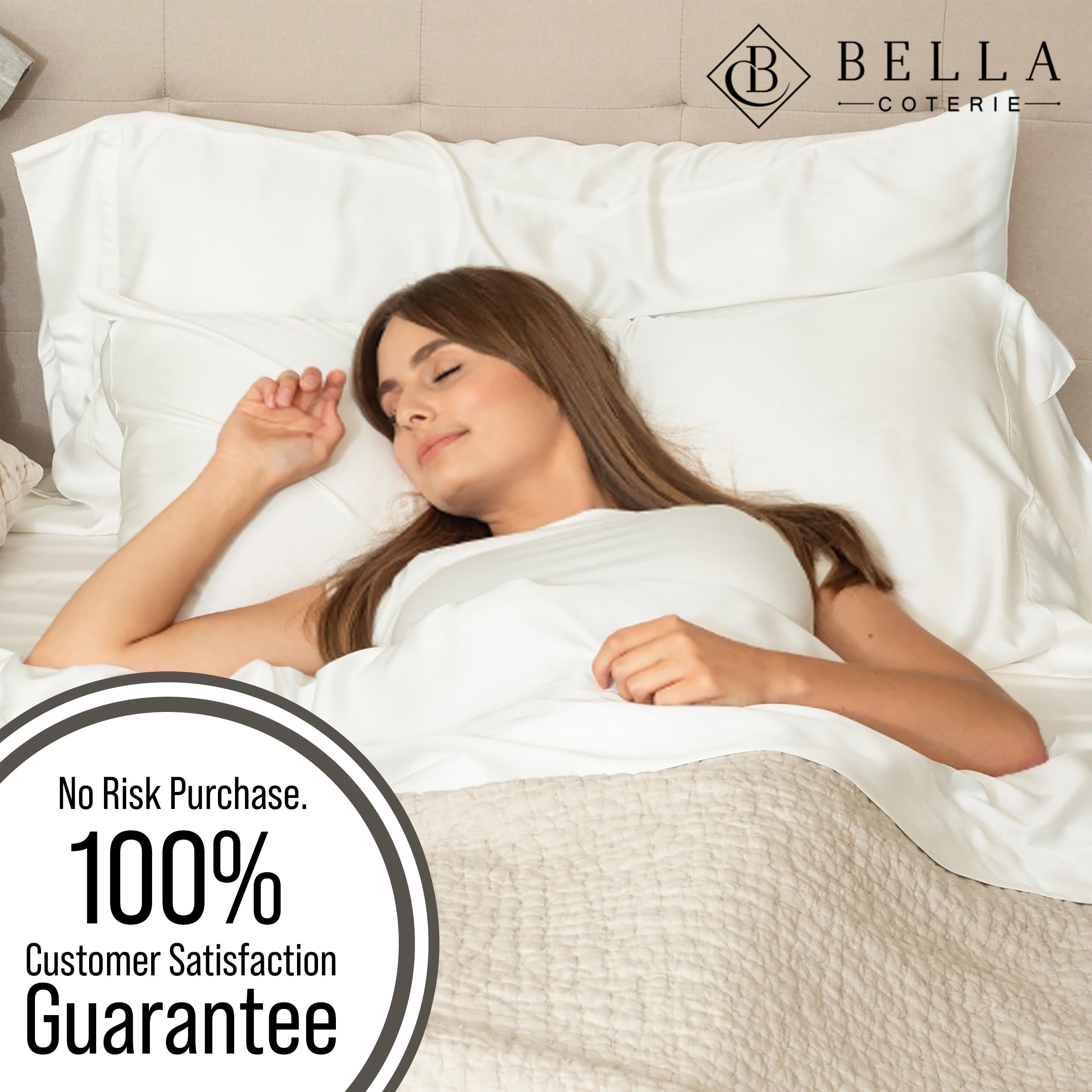 Bella Coterie bamboo sheets ivory folded to reveal neat stitching and finish