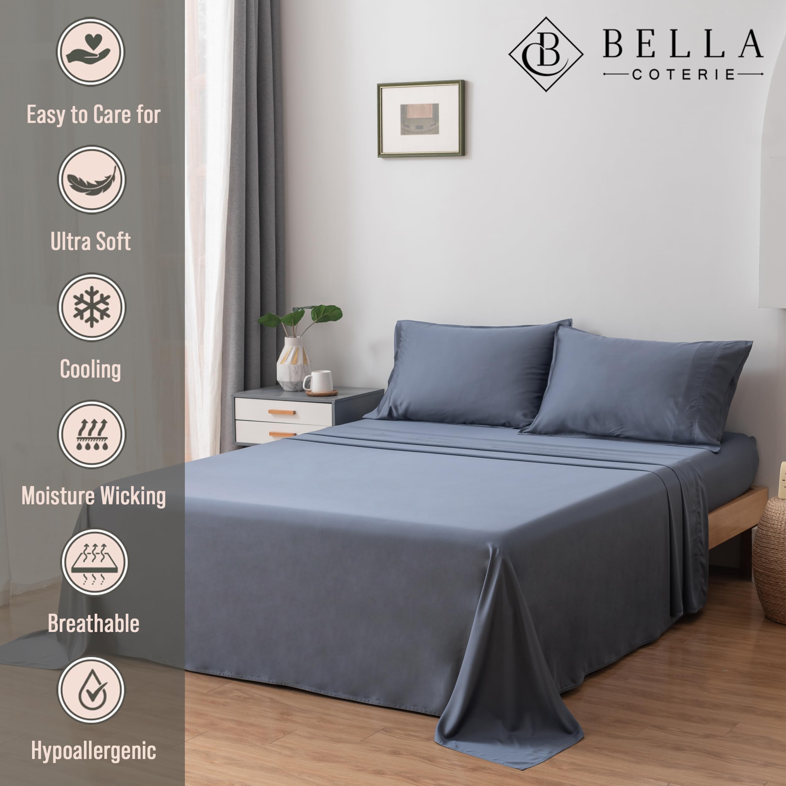 Bella Coterie sheet set 18-inch deep pocket closeup demonstrates secure fit.