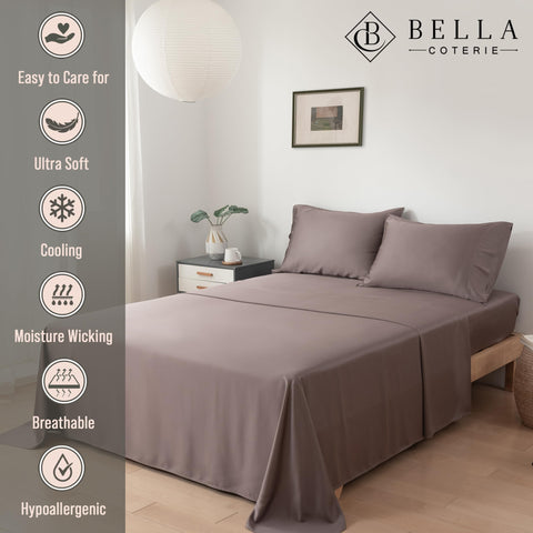 Bella Coterie sheet set on bed shows plush 18-inch pocket fit