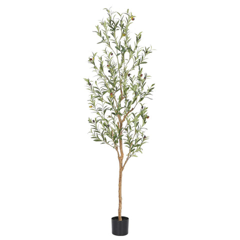 Bellacat faux olive tree 6ft with natural trunk and silk leaves for lifelike indoor decor.