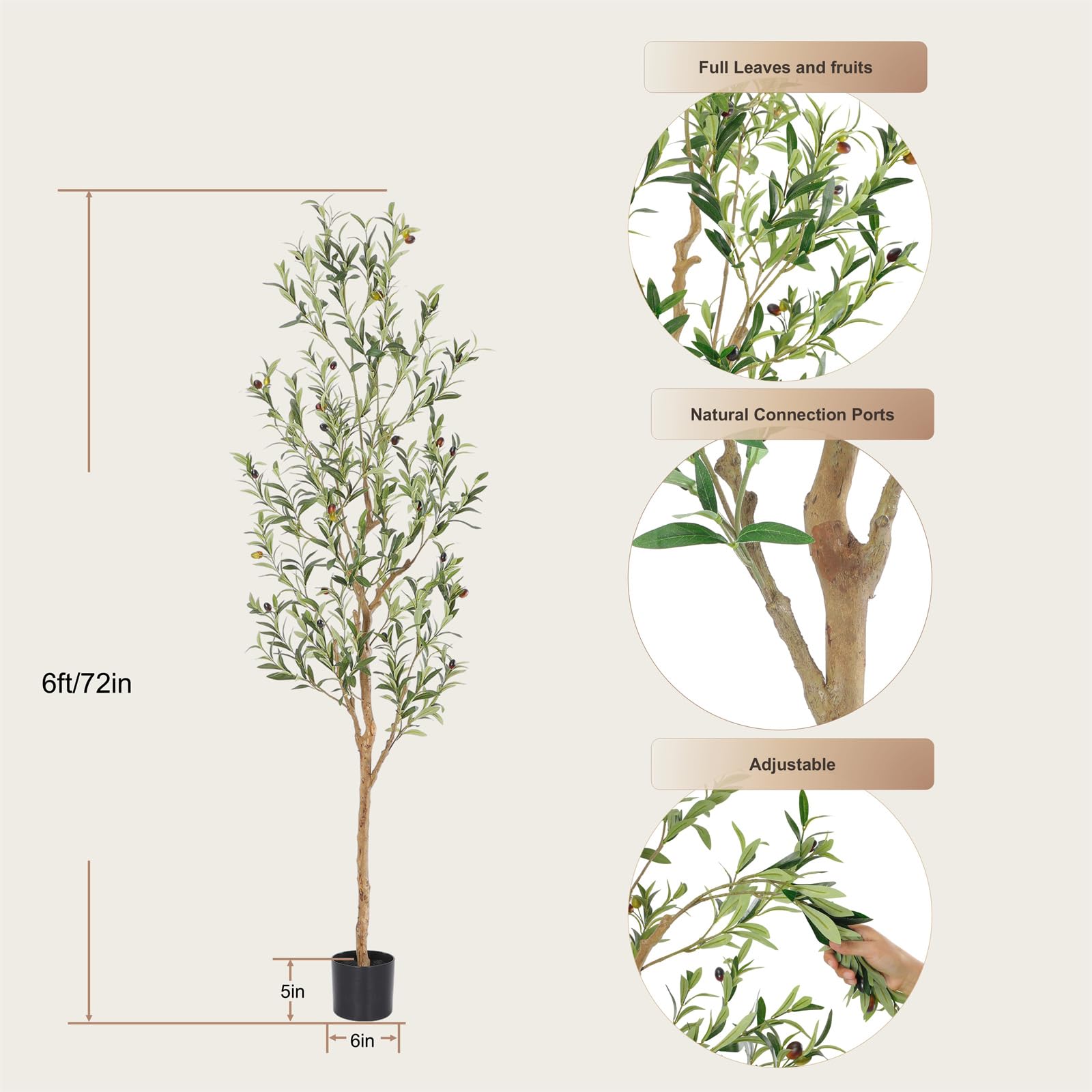 Bellacat olive tree features easy assembly for flexible room setup.