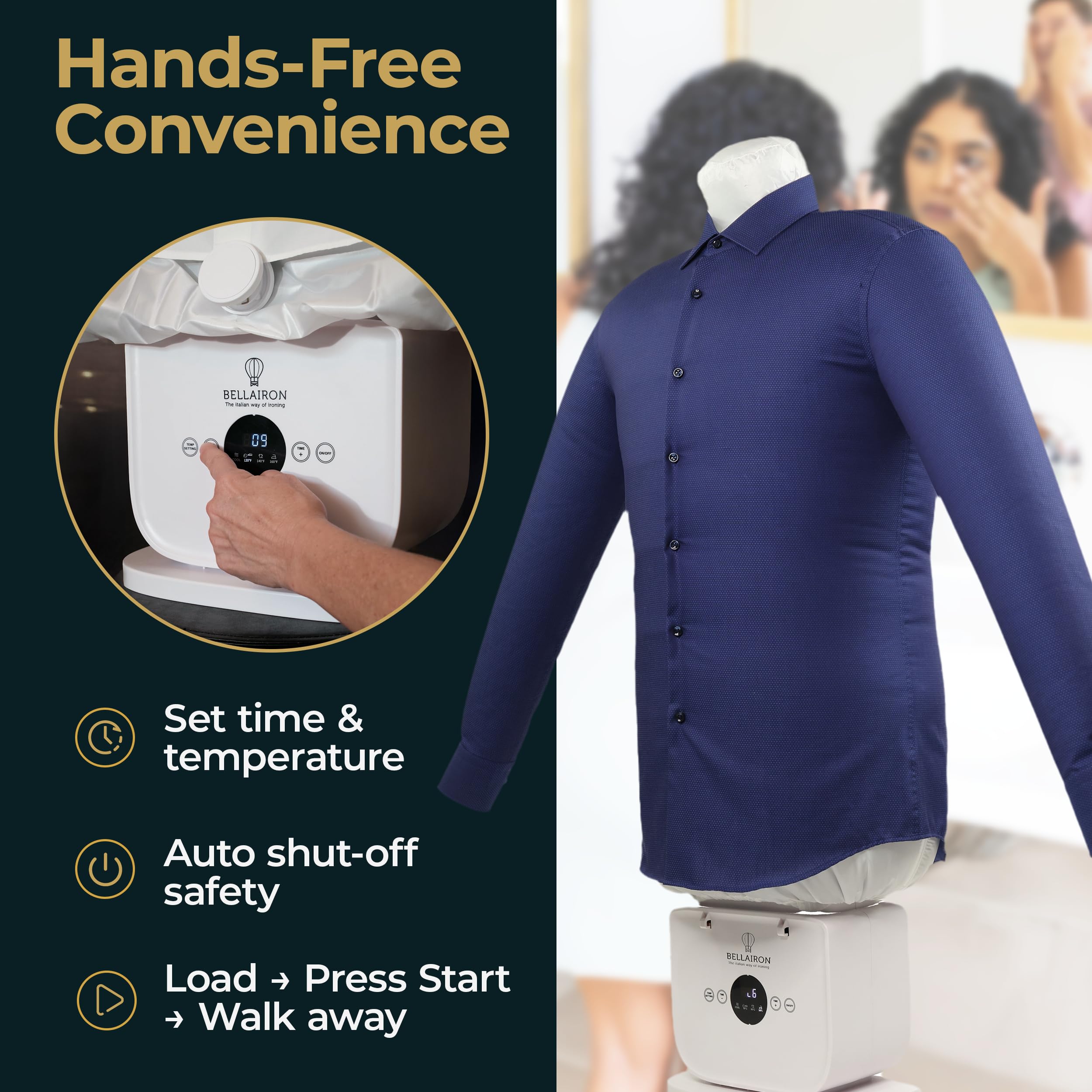 Bellairon adjustable form fits sizes M to 3XL for various fabrics.