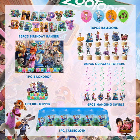 Bellicremas Birthday Party Decor Set with banners, balloons, and toppers for cohesive jungle decor.