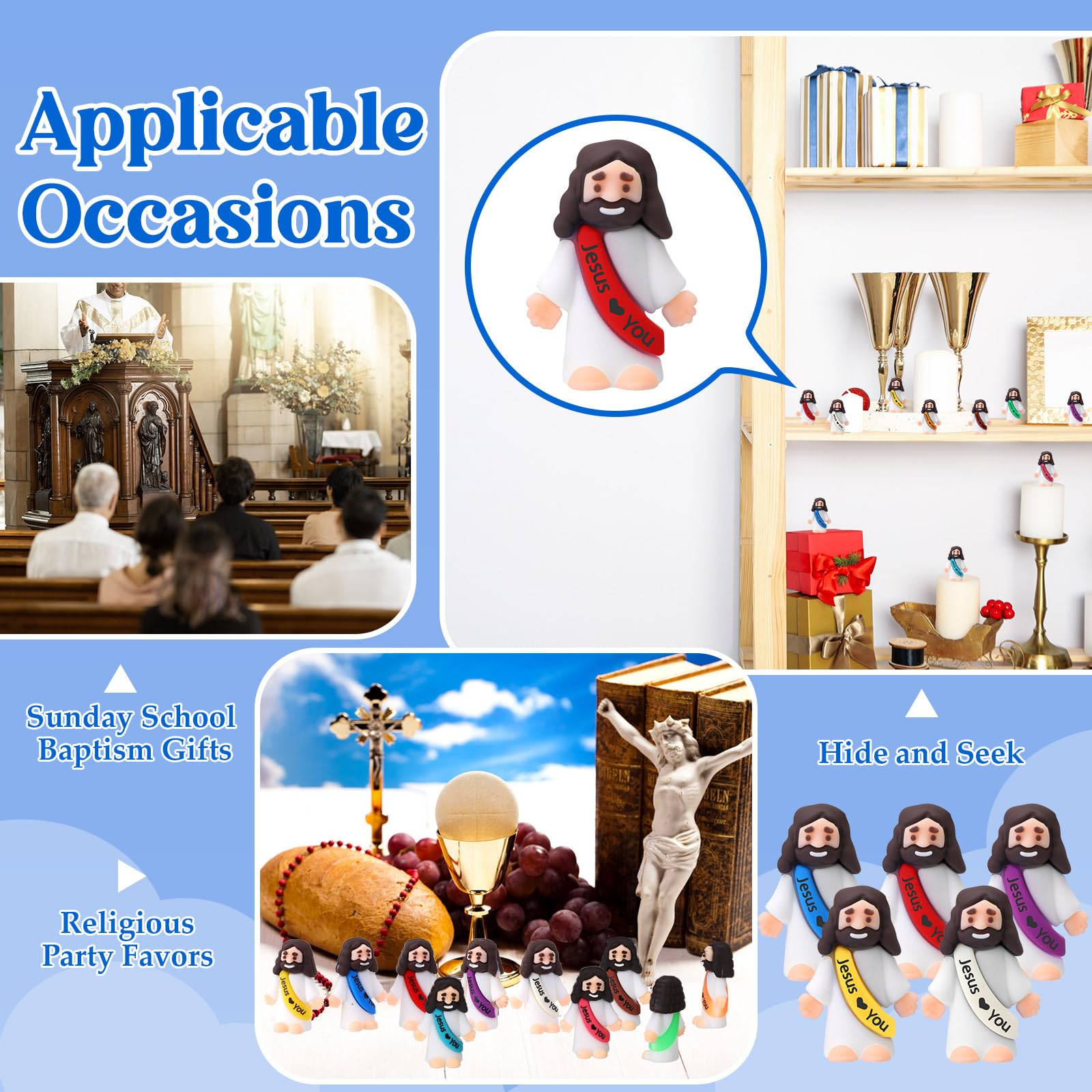 Bememo Classroom Rewards Jesus Figures, perfect as motivational tokens and learning aids.