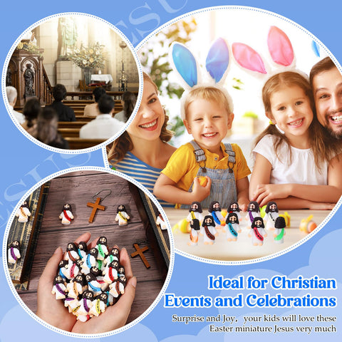 Bememo Easter Religious Figures, colorful miniatures for eggs hunts and festive celebrations.